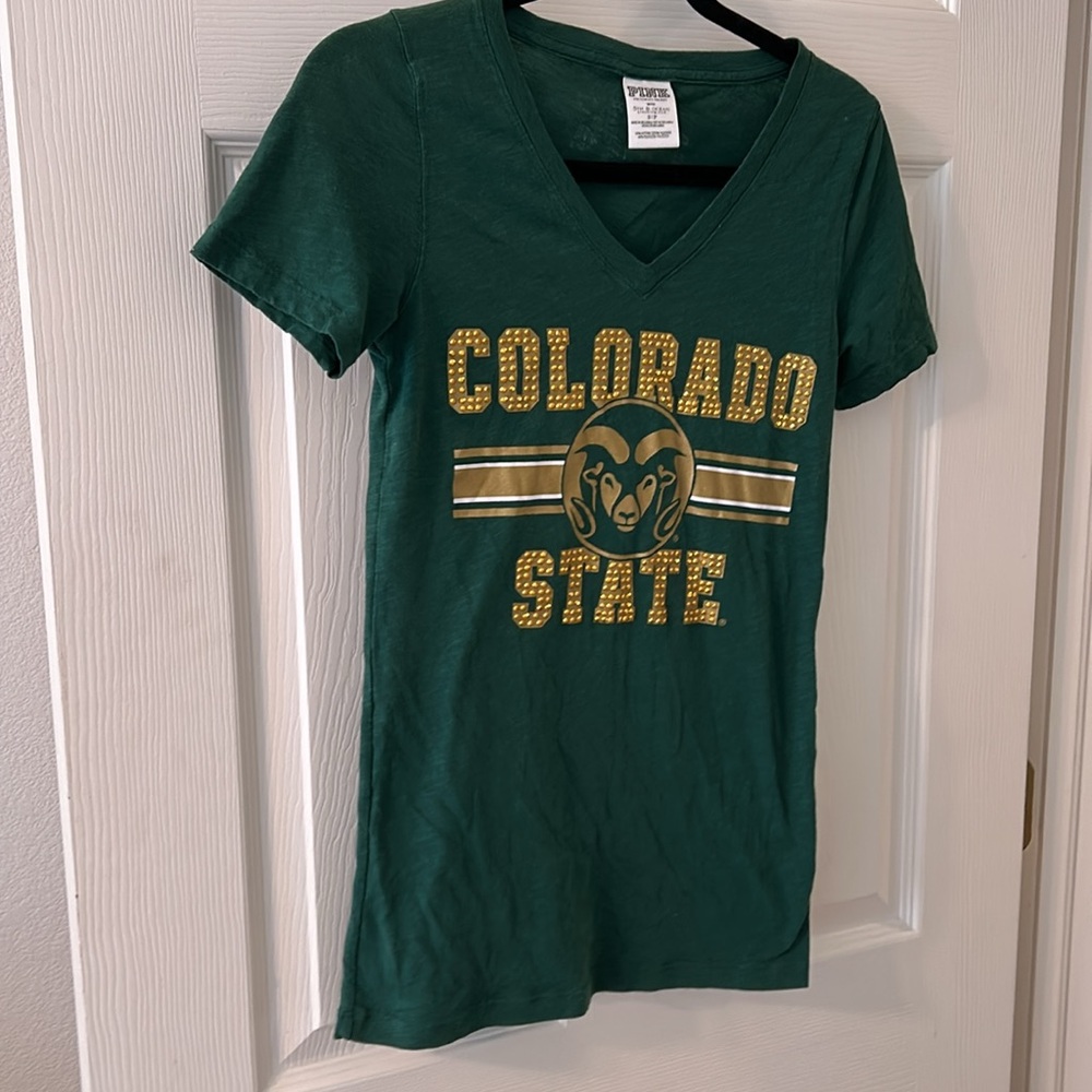 Rare Colorado State Rams PINK Victoria’s Secret Collegiate football shirt SMALL - Picture 6 of 16
